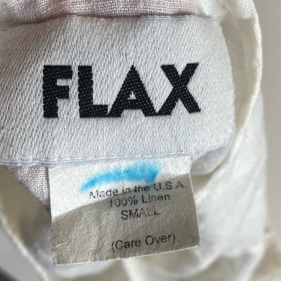 Flax Cream Black Trim Linen Short Sleeve Top Women's Small Minimalist Lagenlook - Picture 8 of 9